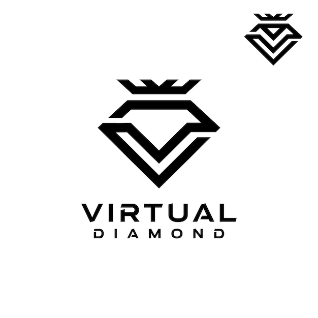 Logotipo de la corona del rey del diamante de la letra V