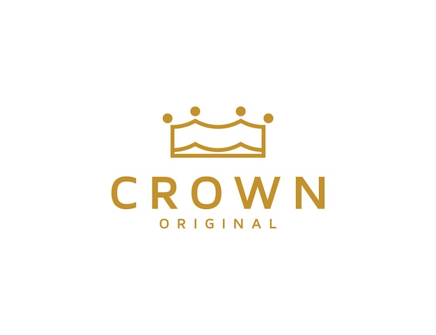 Logotipo de corona de rey o reina de oro de lujo simple