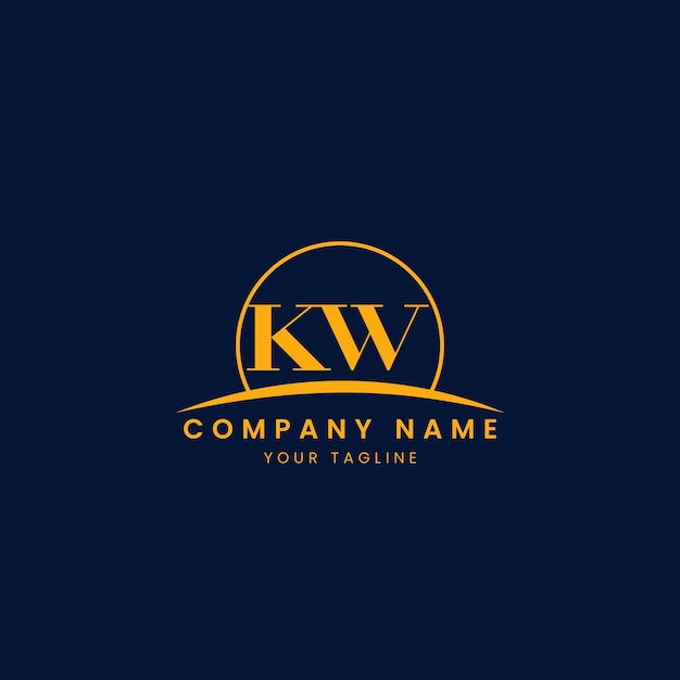 Logotipo corporativo KW Minimalista con iniciales y diseño de arco