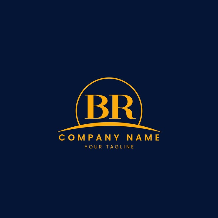 Vector logotipo corporativo minimalista br con iniciales y diseño de arco