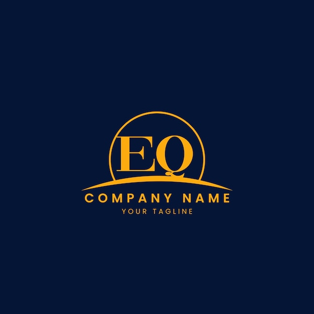 Logotipo corporativo minimalista EQ con iniciales y diseño de arco
