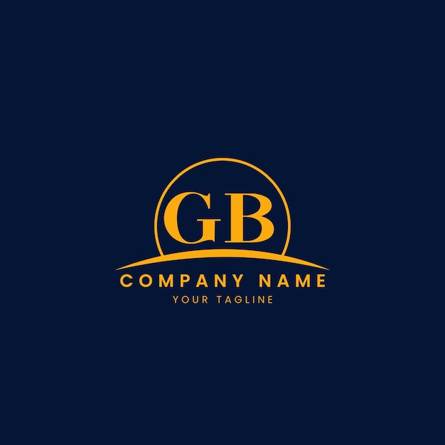 Logotipo corporativo minimalista de GB con iniciales y diseño de arco