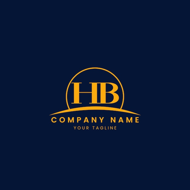 Logotipo corporativo minimalista de HB con iniciales y diseño de arco