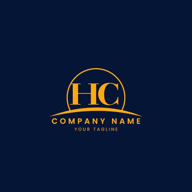 Logotipo corporativo minimalista de HC con iniciales y diseño de arco