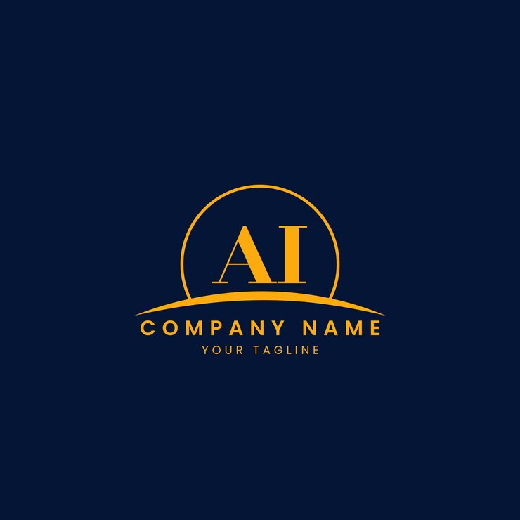 Vector logotipo corporativo minimalista de ia con iniciales y diseño de arco