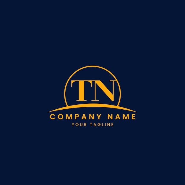 Logotipo corporativo minimalista con iniciales TN y diseño de arco