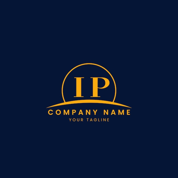 Logotipo corporativo minimalista IP con iniciales y diseño de arco