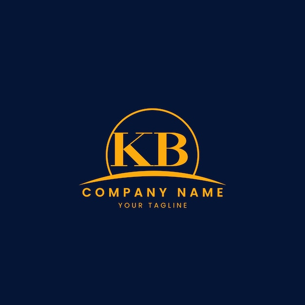 Logotipo corporativo minimalista de KB con iniciales y diseño de arco