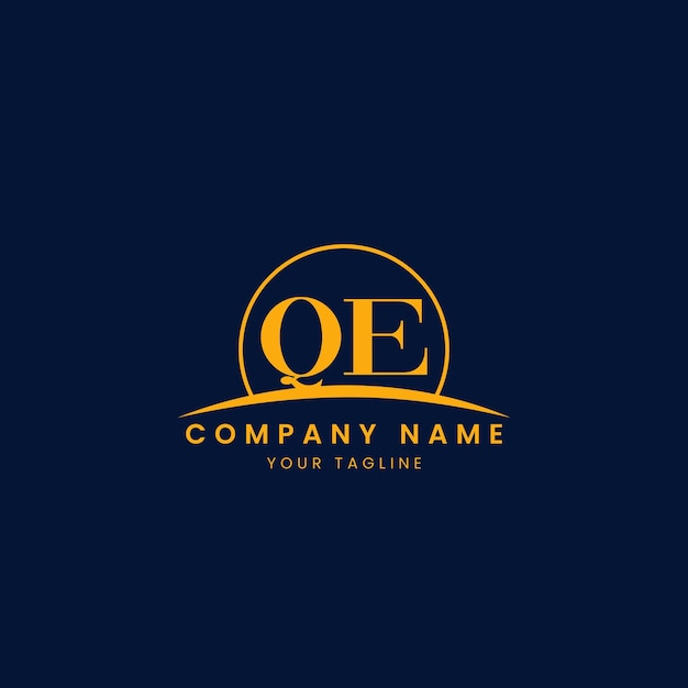 Logotipo corporativo minimalista QE con iniciales y diseño de arco