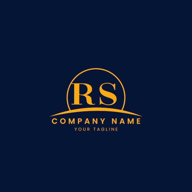 Logotipo corporativo minimalista RS con iniciales y diseño de arco