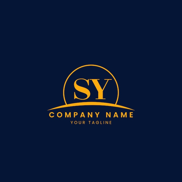 Logotipo corporativo minimalista SY con iniciales y diseño de arco