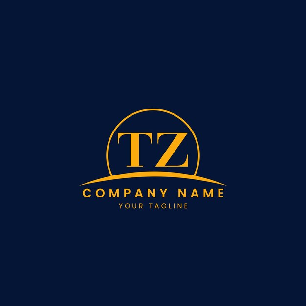 Logotipo corporativo minimalista TZ con iniciales y diseño de arco