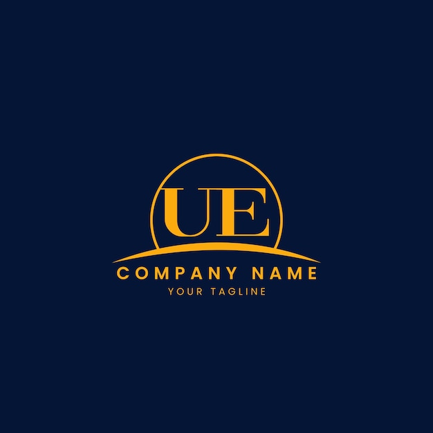 Logotipo corporativo minimalista UE con iniciales y diseño de arco