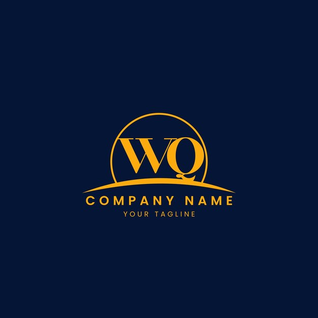 Logotipo corporativo minimalista de WQ con iniciales y diseño de arco