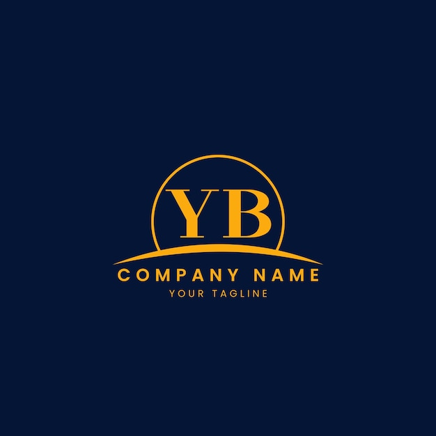 Logotipo corporativo minimalista de YB con iniciales y diseño de arco