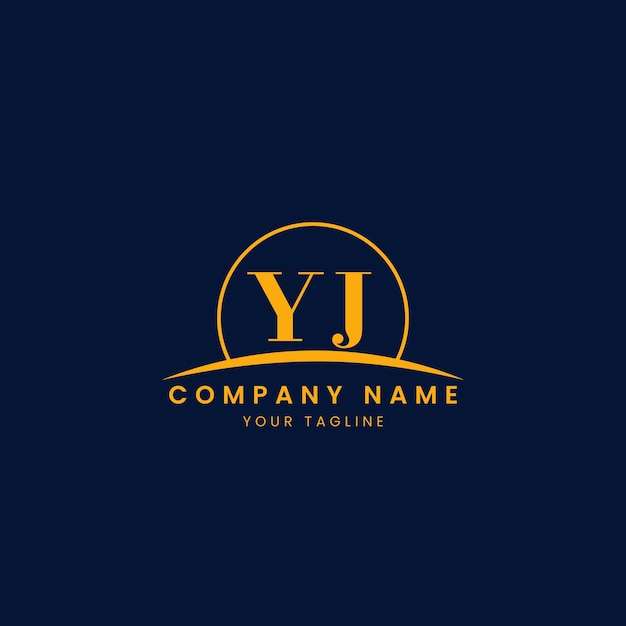 Logotipo corporativo minimalista de YJ con iniciales y diseño de arco