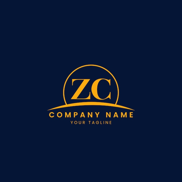 Logotipo corporativo minimalista ZC con iniciales y diseño de arco