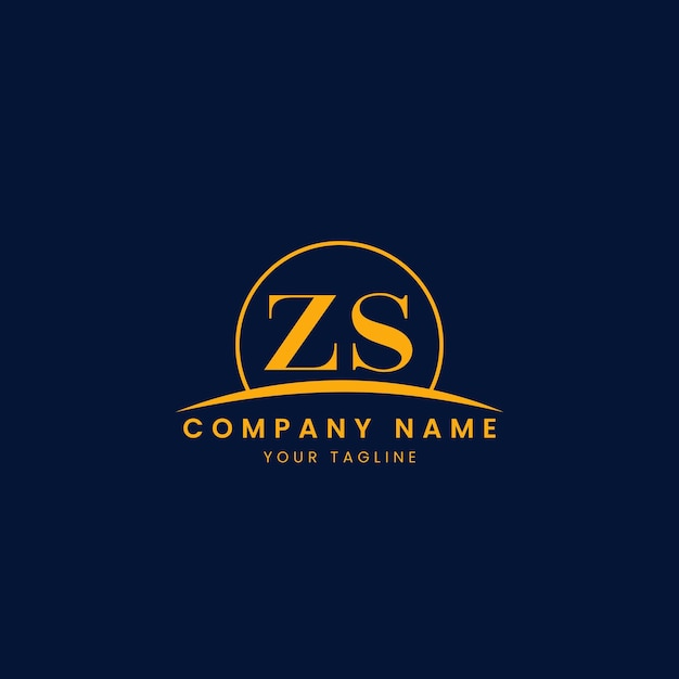 Logotipo corporativo minimalista ZS con iniciales y diseño de arco