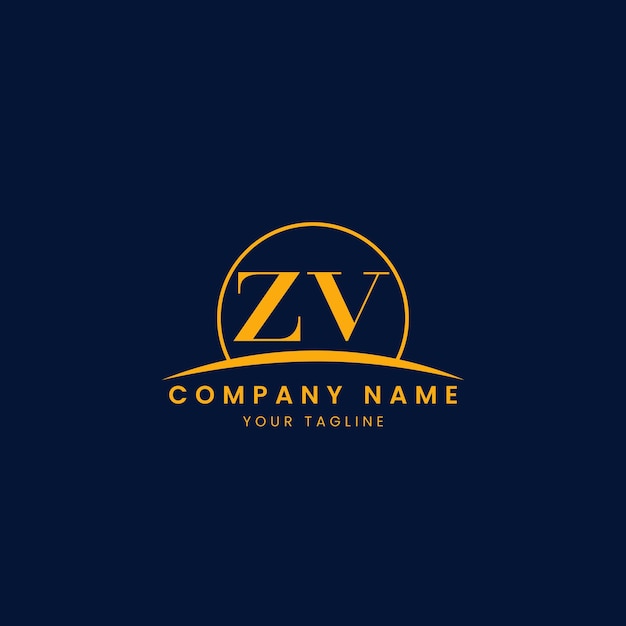 Logotipo corporativo minimalista ZV con iniciales y diseño de arco