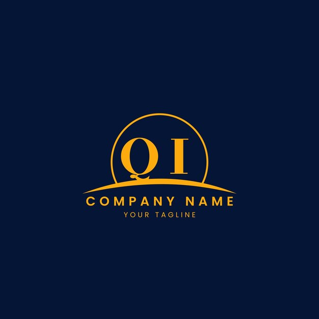 Logotipo corporativo QI minimalista con iniciales y diseño de arco