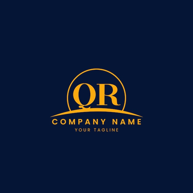 Logotipo corporativo QR minimalista con iniciales y diseño de arco