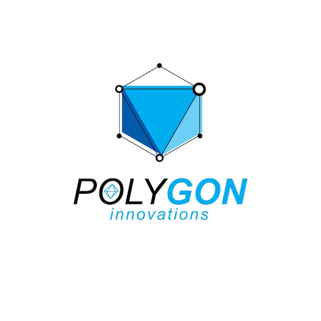 Logotipo corporativo de tecnología. Vector de ingeniería 3D, forma poligonal abstracta.