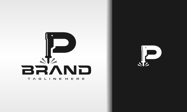 Logotipo cortado por láser con la letra P