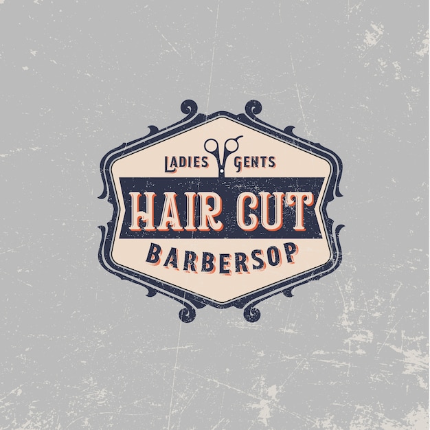 Vector logotipo de corte de pelo vintage