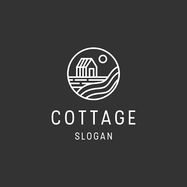 Logotipo de cottage simple concept sobre fondo negro