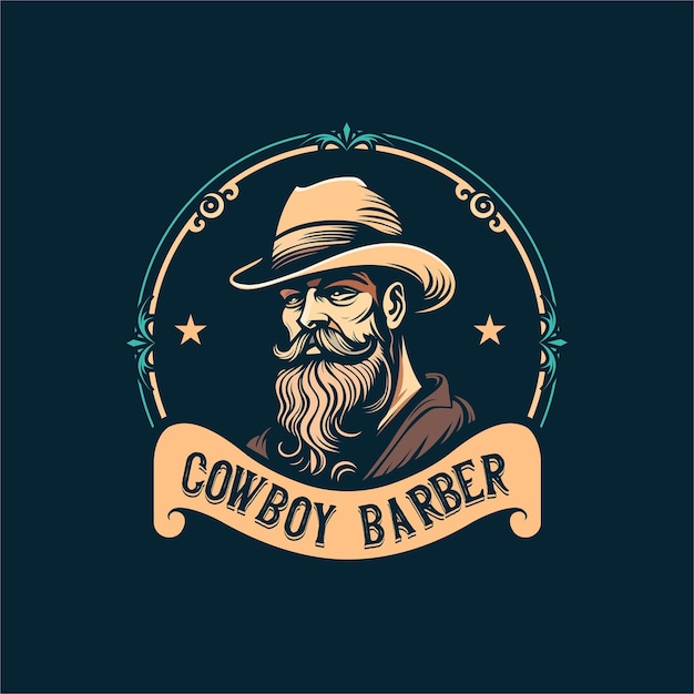 Vector el logotipo de cowboy barber vector