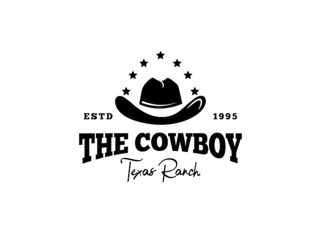 El logotipo de Cowboy en estilo vintage. Vector de logotipo de vaquero de sombrero.