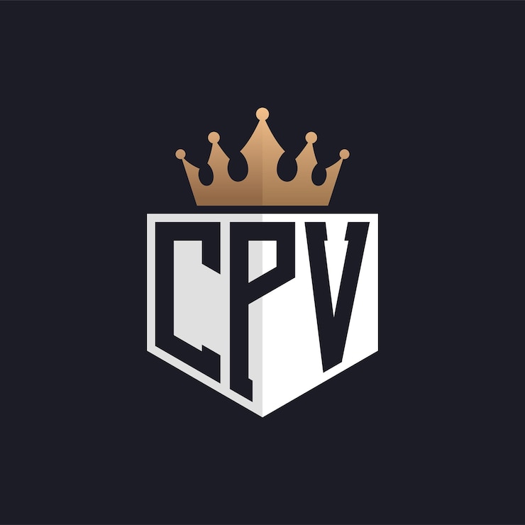 Vector logotipo cpv de lujo con corona iniciales elegantes logotipo de letra cpv para marcas exclusivas letra cpv monograma para empresas de alta gama