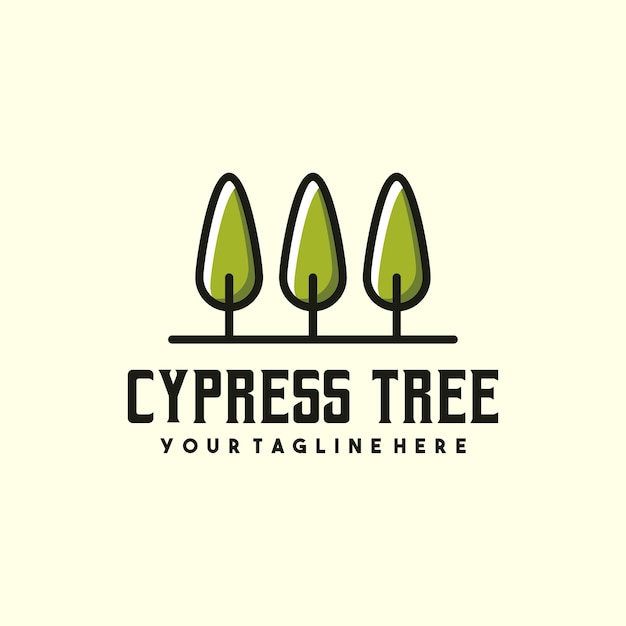 Vector logotipo creativo del árbol de ciprés