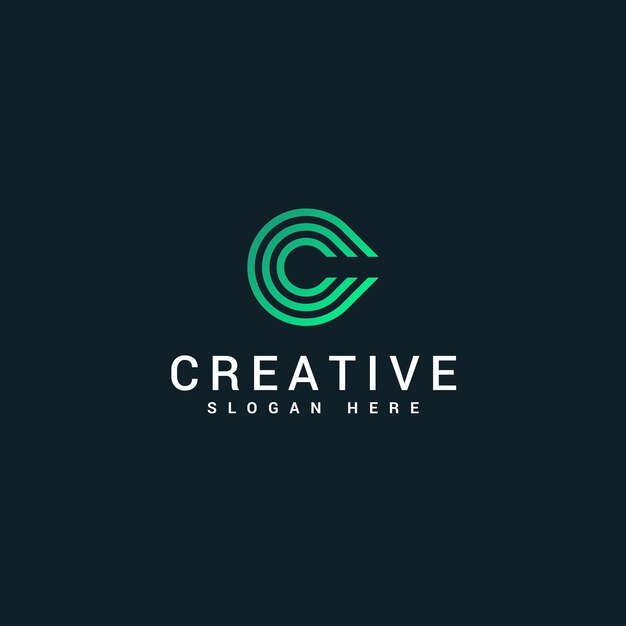 Logotipo creativo de arte de línea de letra C