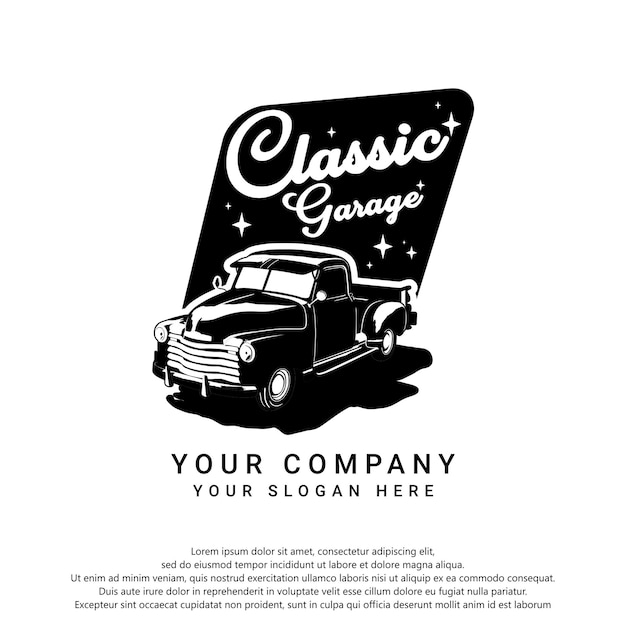 El logotipo creativo de la camioneta vintage Monochrome Diseño Estilo