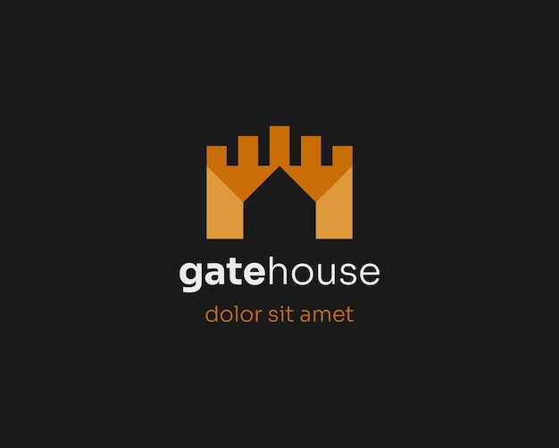 El logotipo creativo de la casa de la puerta dorada