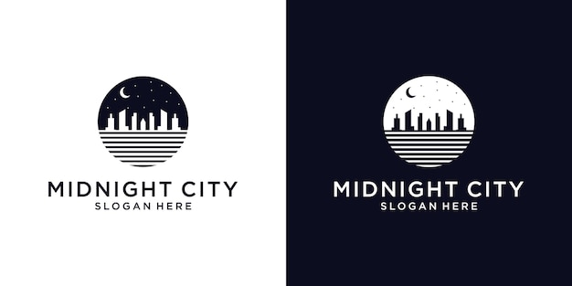 Vector logotipo creativo de la ciudad de medianoche.