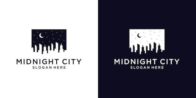 Logotipo creativo de la ciudad de medianoche.