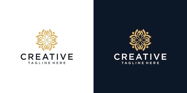 Logotipo creativo de la comunidad con plantilla de diseño de logotipo de flor abstracta