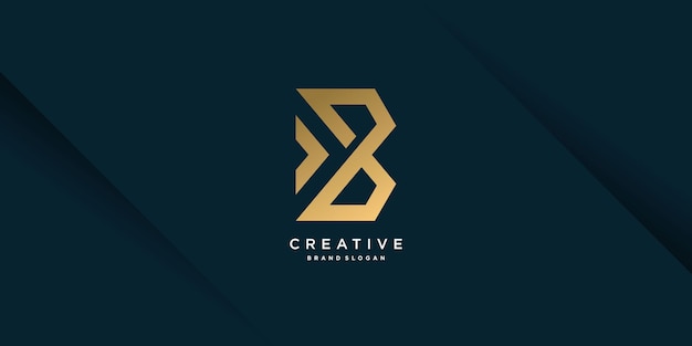 Logotipo creativo dorado con letra b inicial única b premium vector parte 2