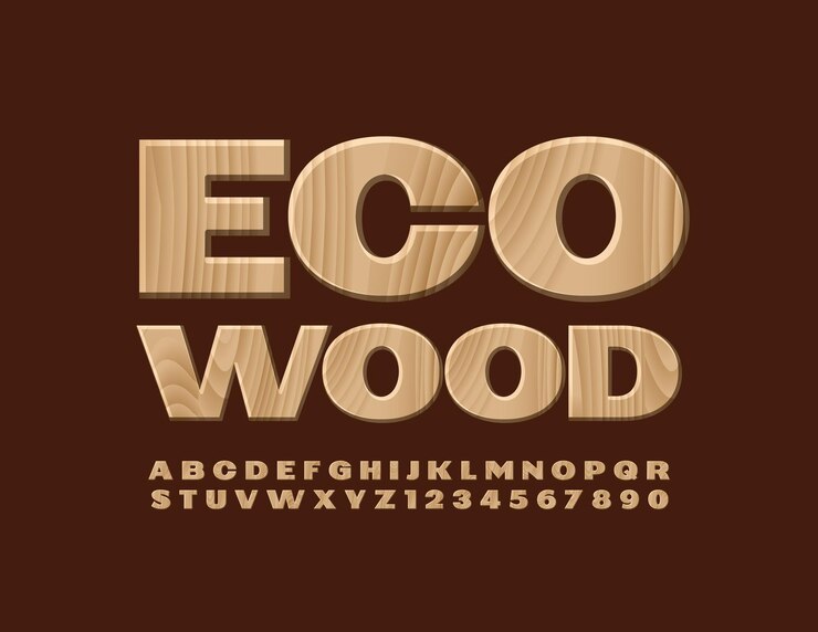 Vector logotipo creativo eco wood tree textura fuente patrón natural