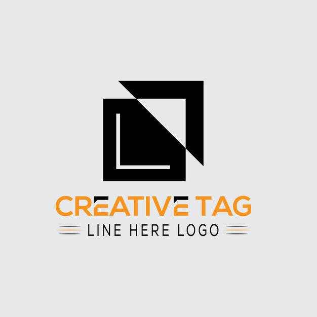 Logotipo creativo con elementos cuadrados y letras L