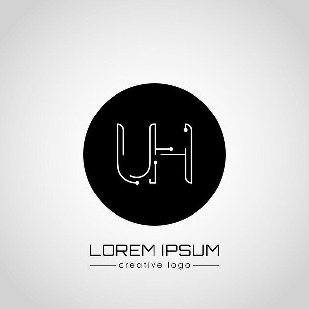 El logotipo creativo es la letra U y H Un elemento de diseño de una tarjeta de visita de logotipo signo corporativo o monograma La idea de un diseño temático