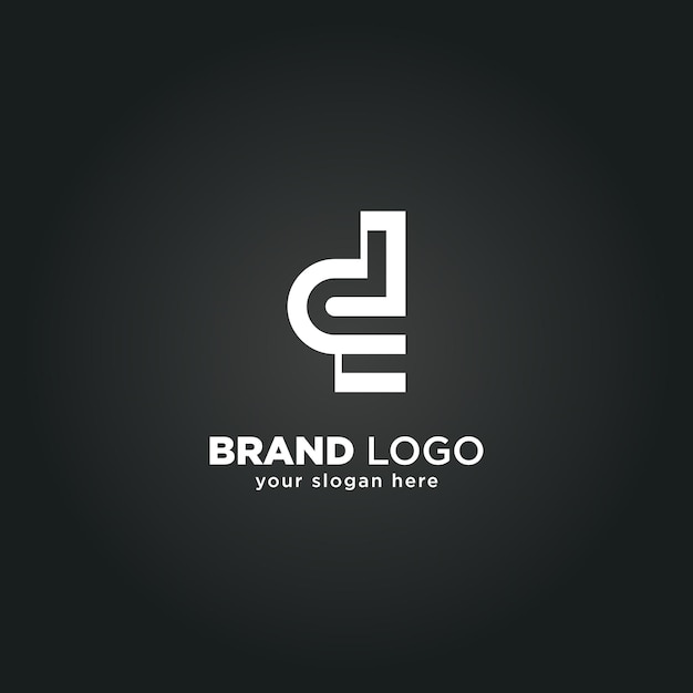 Logotipo creativo de la letra D y E con fondo negro