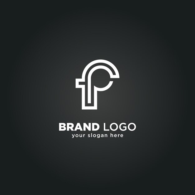 Logotipo creativo de la letra F y P con fondo negro