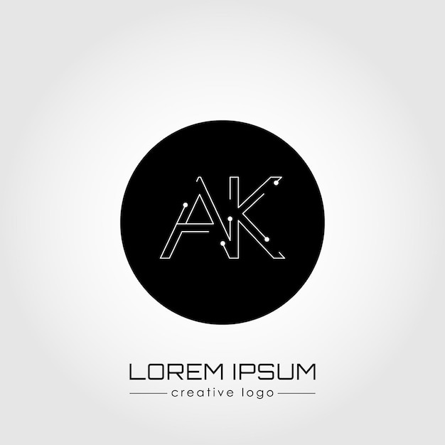 Logotipo creativo letra A y K Un elemento de diseño de una tarjeta de visita de logotipo signo corporativo o monograma La idea de un diseño temático