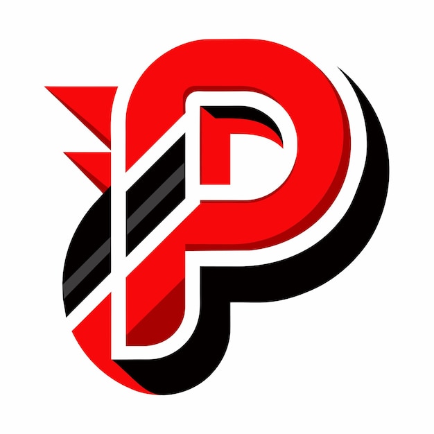 Un logotipo creativo con la letra P en colores rojo y negro diseñado en un estilo elegante y moderno Crea un paisaje futurista donde la tecnología no ha logrado evitar la extinción