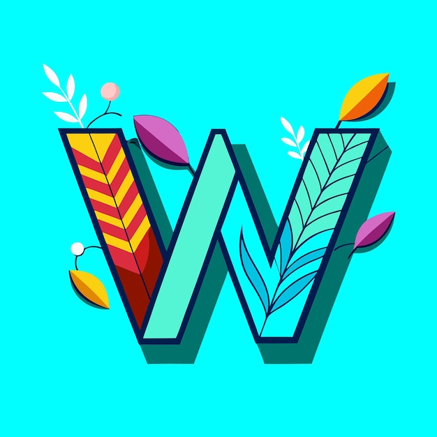 Logotipo creativo de la letra W con ilustración vectorial de diseño plano moderno