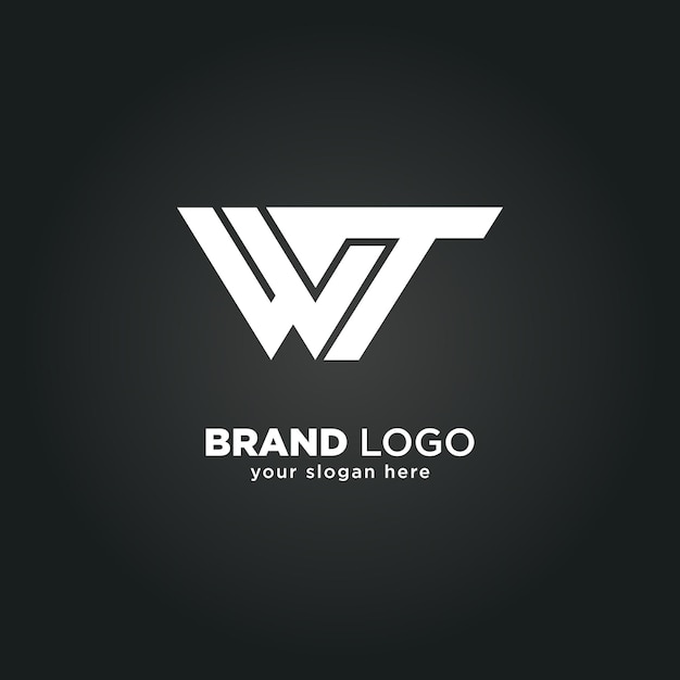 Logotipo creativo de la letra W y T con fondo negro