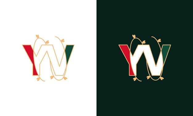 Logotipo creativo de la letra YV VY con concepto floral de belleza de vector premium